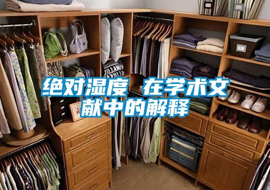 絕對濕度 在學術文獻中的解釋